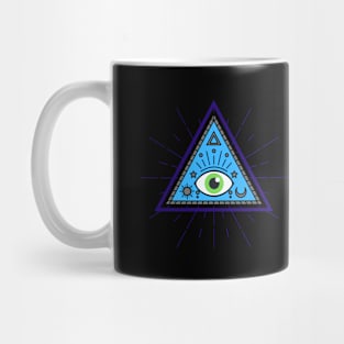 All Seeing eye - blue and grey with green eye Mug